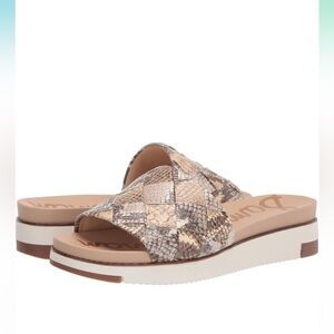 Sam Edelman Adaley Truffle Snake Multi Platform Wedge Open Toe Mule Dress Sandal